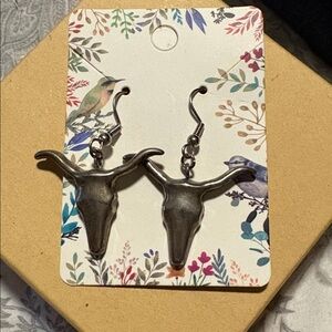 "Best" Longhorn Silver Earrings Unstamped